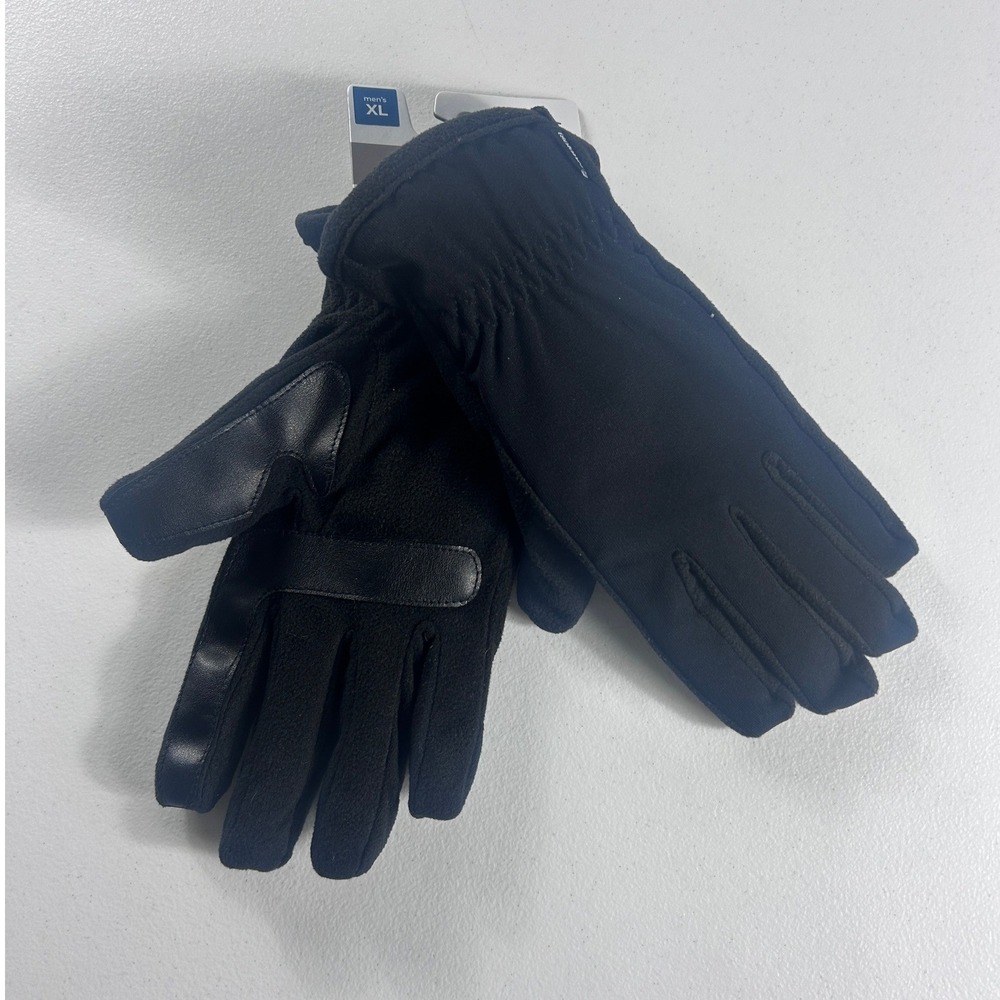 Isotoner‎ Mens XL Black SmartDri Fleece Gloves Eco Comfort NEW